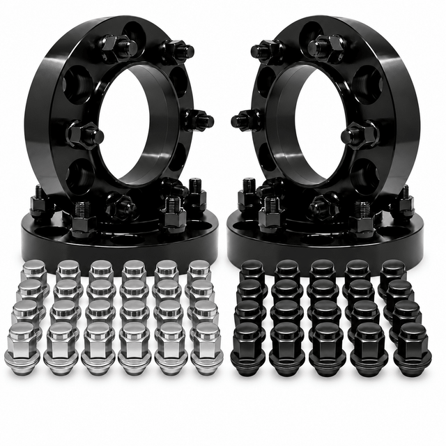 4x Hub Centric Wheel Spacers 6x5.5 (6x139.7) Toyota Tacoma, 4Runner, FJ Cruiser, Land Cruiser, Tundra, Lexus GX, 1"-2", M12x1.5 Studs, 106mm Bore & Lip, Forged 6061-T6 Aluminum, Plus Free 20x 12x1.5 Black or Chrome OEM Toyota/Lexus Style Mag Lug Nuts - SET Group USA